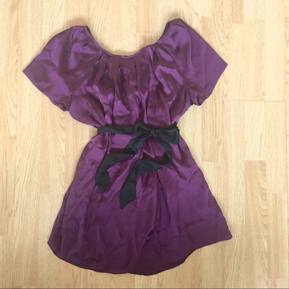 Purple Maternity Top / Blouse with Bow Tie Sash L